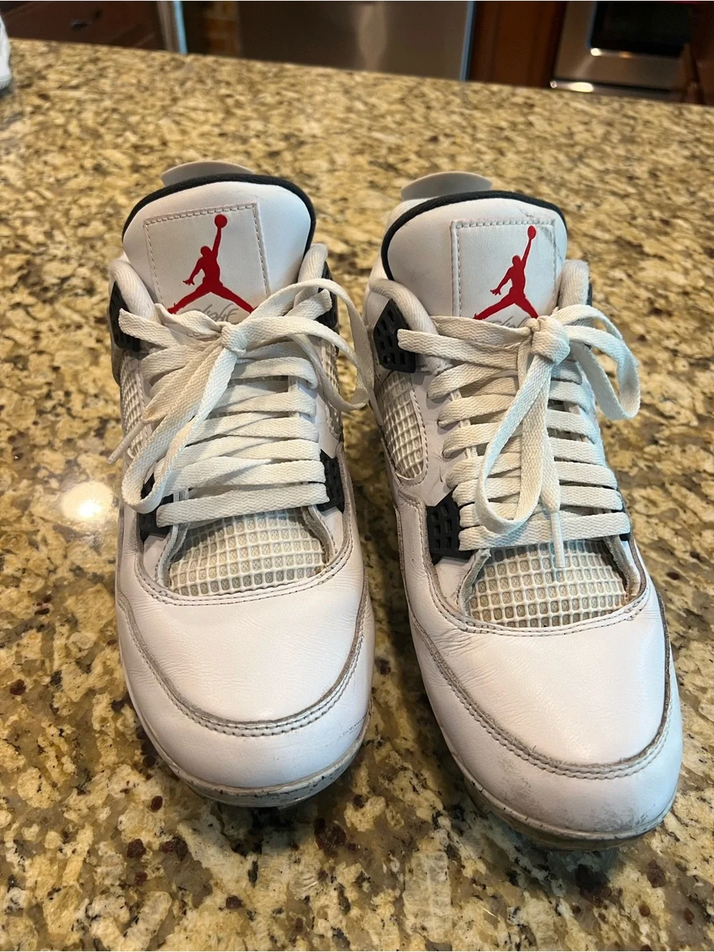 Air-Jordan White Kids molded cleats Shoes with Red Jumpman Accent